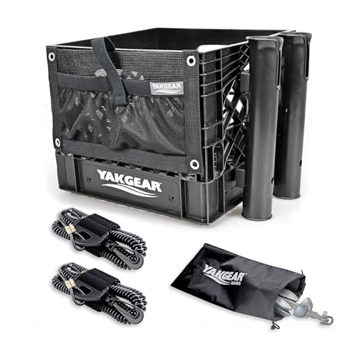 YakGear Kayak Angler Kit Crate – Basic | Complete Kayak Fishing Storage System with Double Rod...