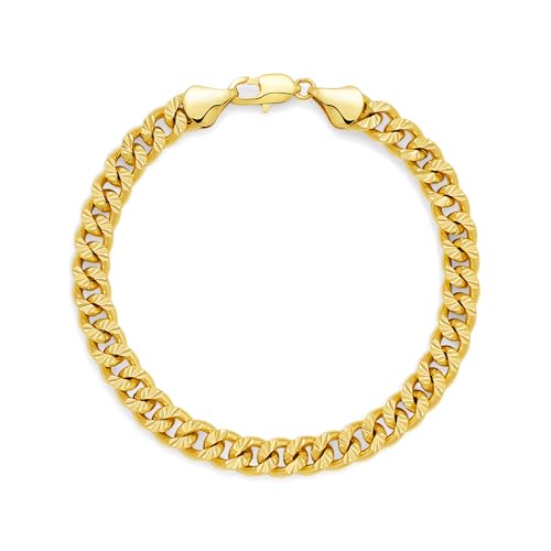 AHSIWC 14K Gold Bracelets for Women & Men 6.5mm Cuban Chain Bracelet for Men Trendy Dainty Link Bracelets for Women Jewelry Gifts