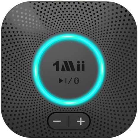 1Mii B06S Bluetooth 5.3 Empfänger, HiFi Drahtloser Audio Adapter | RCA & 3,5 mm AUX, aptX HD & aptX Low Latency, Dual Verbindung, Lautstärkeregelung, Für Stereoanlage Lautsprecher