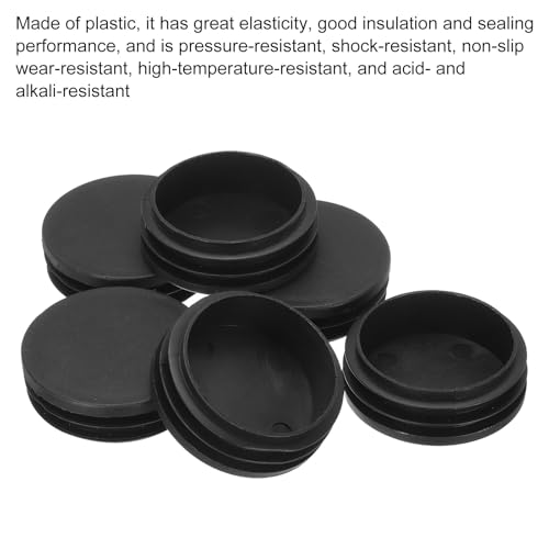 Image of MECCANIXITY 8pcs Round Plastic Hole Plugs, 2 Inch (50mm) Black Insert Tubing End Cap for Inserts Chair Leg Glide Furniture Protectors Metal Legs Round Tube