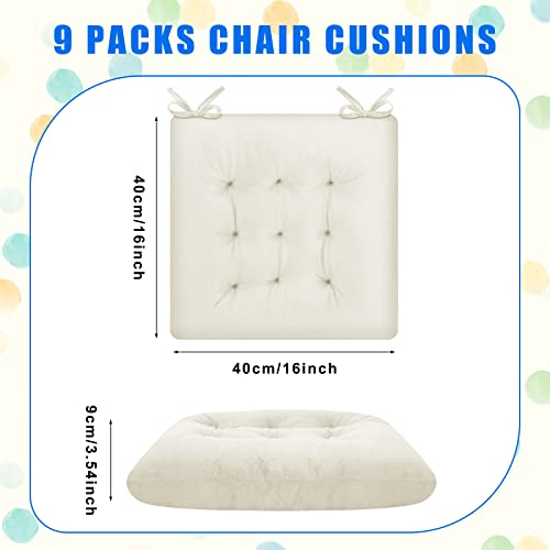 Roowest 9 Pack Seat Cushion Chair Cushions Pads With Ties Non Slip Chair Mat For Kitchen Office Dining Chairs Sofa Patio Furniture Indoor Outdoor Use, 16 X 16 Inch (Beige) #TOP1