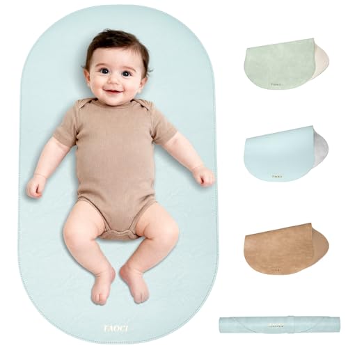 Baby Changing Pad, Wipeable Portable Changing Pad, Diaper Change Mat, Waterproof Vegan Leather Changing Pads for Home & Travel, Light Blue, 27.5 x...