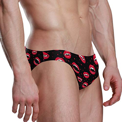 Men Swim Brief Bikini Seamless Pattern Red Vampire Lips Beach Bikini for Men Swim Underwear Medium3