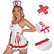 Satohom Frauen Sexy Krankenschwester Kostüm Cosplay Nurse Uniform Versuchung Babydoll Lingerie Mini Spitzenkleid Set Dessous Rückenfrei Nachtwäsche Krankenschwester Uniformkleid mit Trägern