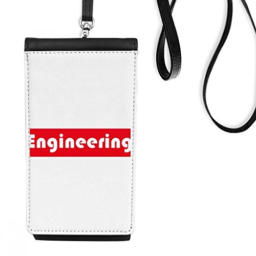 Sac téléphone en cuir rouge pour étudiant en ingénierie - Porte-monnaie noir suspendu