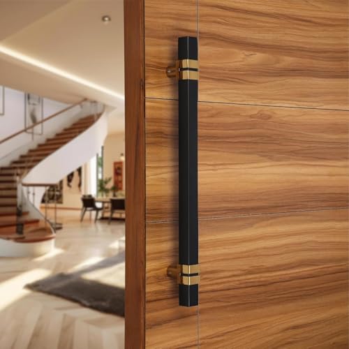 Image of LAPO 36 inch Square Stainless Steel Door Handle for Main Door /Glass Door Pull Push Handle /Main Door Handle for All Door-Pack of 1 | Black-Gold Finish | 3 Years Warranty