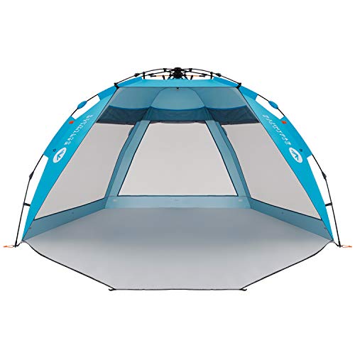 Easthills Outdoors Coastview Ultra 4-5 Personen Familien-Sonnenschutz Ultra Large Quick Setup Instant Anti-UV Double Silver Coating Strandzelt mit verlängerter Tür & Fenster Pacific Blue Cover