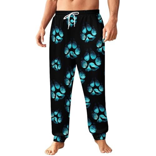 Paw Galaxy Night Wolf Mens Athletic Workout Jogger Sweatpants for Men with Pocket and Drawstring L
