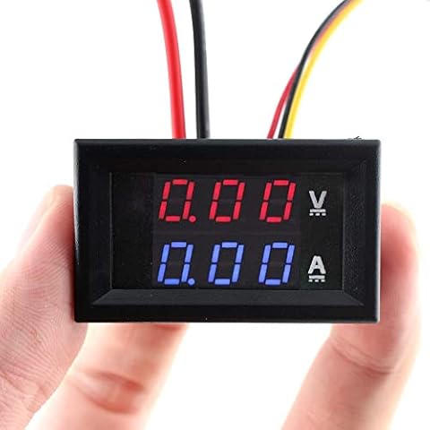 Eiechip LED Digital Voltmeter Ammeter, Mini DC Digital Multimeter 100V 10A, Blue Red LED Amp Dual Digital Display Volt Meter Gauge, Car Current Monitor Tester 0.28" Cover