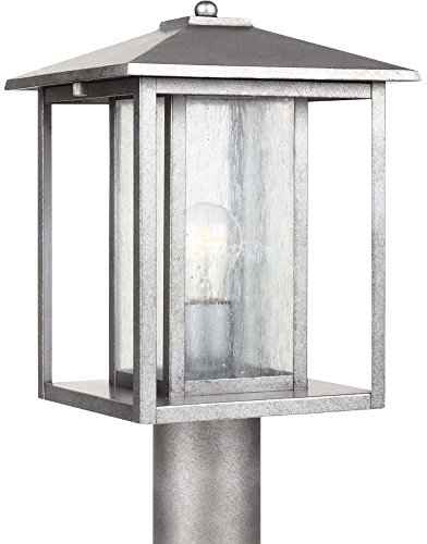 Generation Lighting 82027-57 Hunnington One - Light Outdoor Post Lantern Outside Fixture, Weathered Pewter