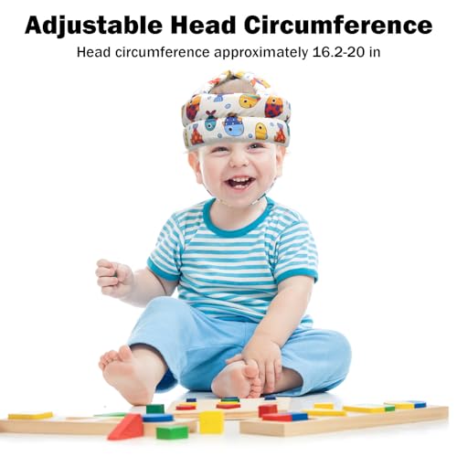 Image of Baby Head Protector Baby Helmet for Crawling Walking, No Bumps Safety Head Adjustable Protective Cap for Walking, Playing (Fish)