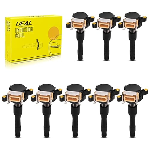 DEAL Ignition Coil Pack, Compatible with BMW 540i 740i 740iL 840Ci M5 Z8 X5 4.4L 4.6L 5.0L V8 Replace E36 E46 E31 E38 E39 E53 UF354 UF300 E721 E720 E383 IC417, Set of 8