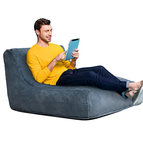 SUPTAIN Sofa Set, Giant Bean Bag Chair, Soft Plush Lounge Couch, Foam-Filled Double Sofa Bed, Large Lounge Chair Accent Chair, Lazy Cozy Sofa for Living Room, Bedroom, Salon, Office, Adult, Blue Gray