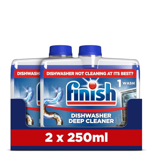 Finish Dishwasher Cleaner Fresh Scent 500ml (250ml x 2 pck) Removes Grease Limescale and Dissolves Clogs Fights Odour for a Cleaner Hygienic Dishwasher Machine