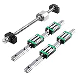 CNCYEAH Guide linéaire HGR20-200 mm - Rail de guidage linéaire avec 4 blocs coulissants + SFU1605 250 mm - Rail de guidage + écrou à bille - Support BF12/BK12 - Embrayage pour imprimante 3D CNC