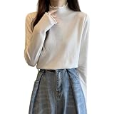[AUSKY] フリル セーター トップス レディース インナー ニット セミタートルネック 柔らかい カットソー 長袖 プルオーバー 重ね着 着瘦せ おしゃれ カジュアル 韓国 無地 秋 冬 暖かい 可愛い 部屋着 お出かけ