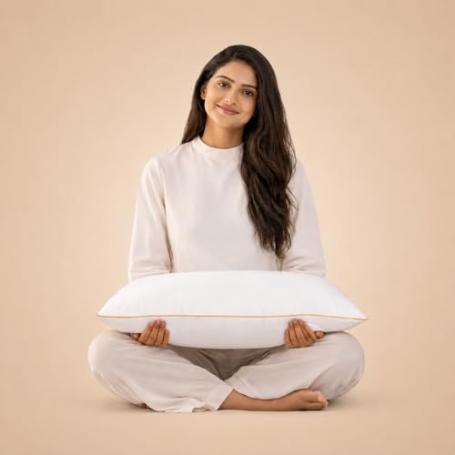 Image of SleepyCat Fiber Lite Pillow | Full Size Poly Fiber Medium Soft Pillow | 2 Year No Lint Guaranteed | 110 TC Micro-Peach Fabric | Luxe Feel | Machine Washable Pillow | White, Set of 1 (27x17 Inches)