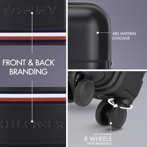 Image of Tommy Hilfiger Plastic Berlin Unisex Spinner Hard Luggage - Grey, 67Cm Mid Bag with 4 Wheel Trolley