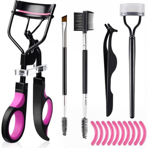 Image of MAYCREATE Eyelash Curler Kit with 10 Silicone Refill Pads, Eyebrow Brush