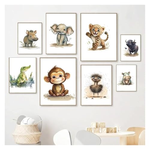 Tableau bébé animaux de la savane pour décoration de chambre enfant