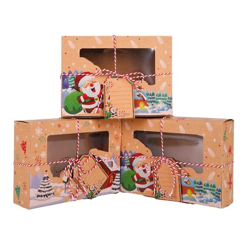 12 Pezzi Scatole di Carta di Natale con Finestra