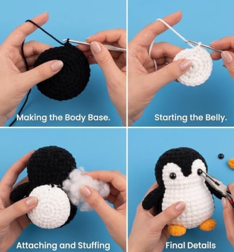 Image of Itsy Bitsy DIY Amigurumi Crochet Kit Snowy Flipper Penguin | Beginner Friendly Crochet Craft Set | Make Cute Handmade Plush Toy | Complete DIY Hobby Gift Box
