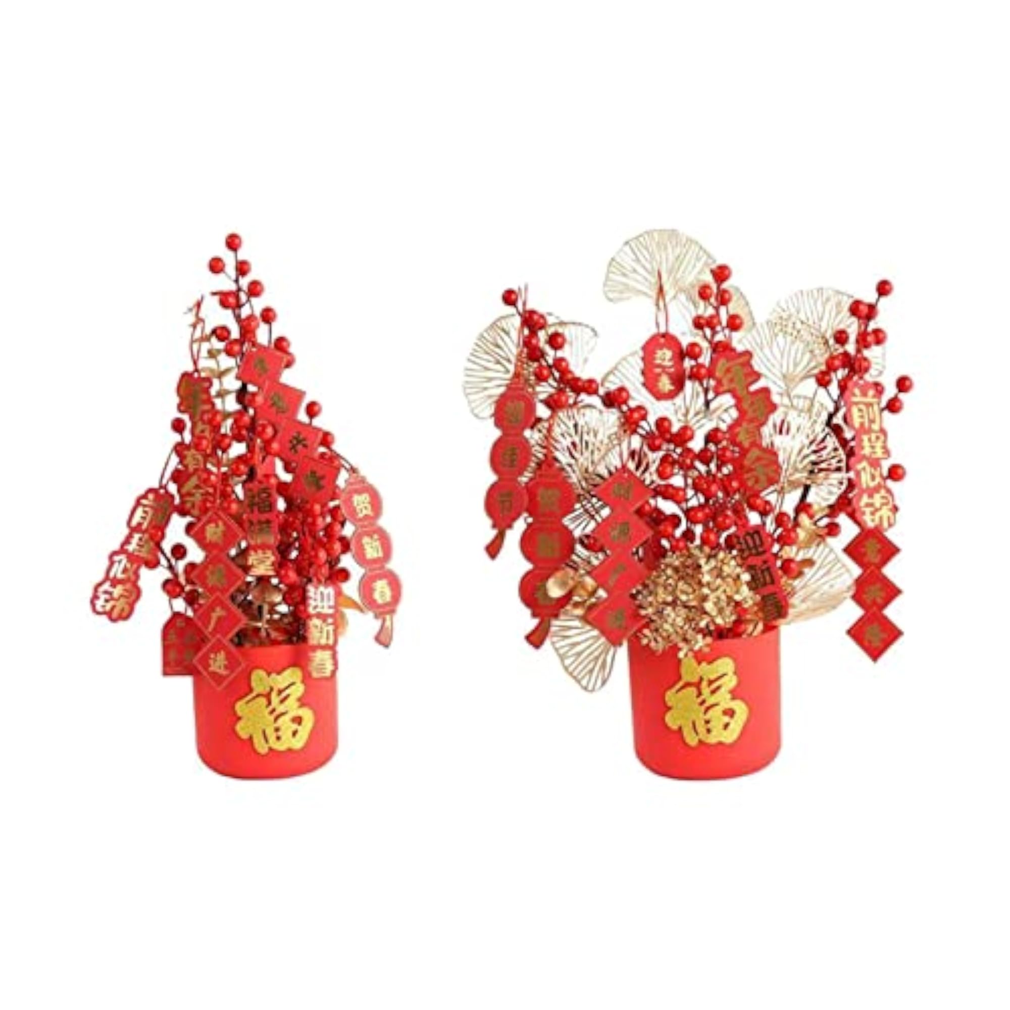 Chinese New Year Bucket Ornament Artificial Flower Style C
