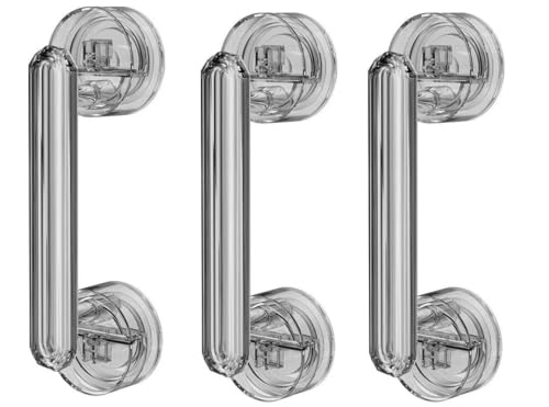Image of ELMVIA Plastic Suction Cup Handle Glass Door and Window Handles Bathroom Sliding Door Handles Refrigerator Door Handles Cabinet for Home Decor (3 Pack)