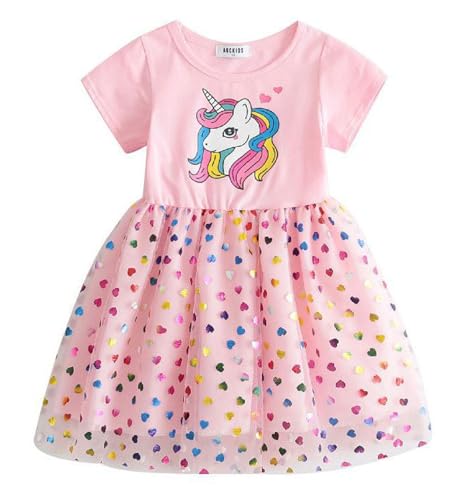 Toddler Girls Cotton Casual Unicorn Dress Fairy Tutu Kids Graphic Cartoon Dress