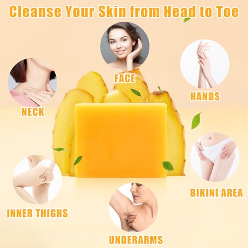 Joanssore 3 Pack Turmeric Soap Bar Turmeric Facial Cleanser for Face & Body, Turmeric Face Wash Turmeric Foaming Cleanser Turmeric Wash Facial Cleanser, Turmeric Bar *2 Turmeric Facial Cleanser 5.28 Fl.Oz
