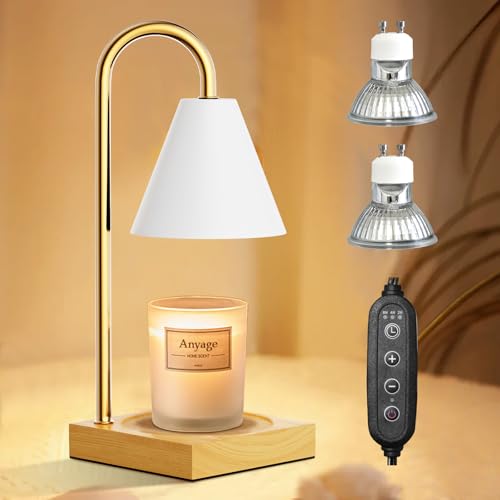 Anyage Candle Warmer Lamp, Electric Candle Lamp Warmer, House Warming Gifts New Home Bedroom Decor, Dimmable Wax Melt Warmer for Scented Wax with 2 Bulbs(White)