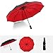 Produktbild DACCU Vollautomatischer verstärkter Regenschirm, dreifach faltbar, männlich, weiblich, Regenschirm, Regenschirm, für Frauen, Winddicht Umbrella 1 Red