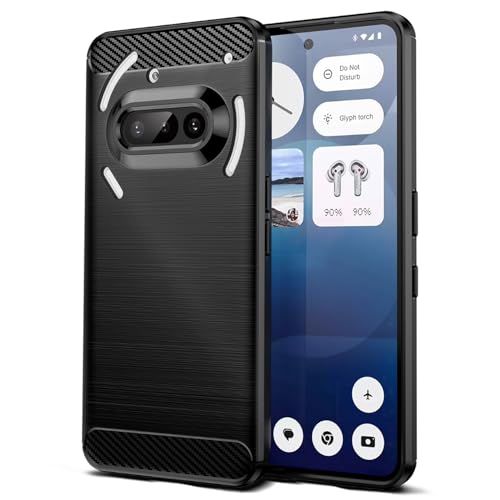 Qiinogow Hülle Kompatibel mit Nothing Phone 3a Ultradünne Handyhülle Mit Stoßdämpfung TPU-Hülle mit Carbonfaser-Optik (Schwarz)