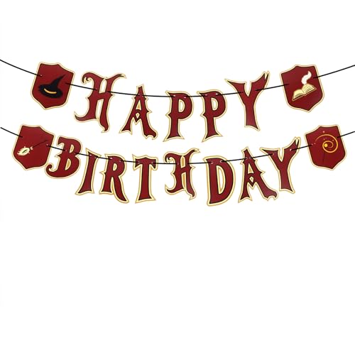 Happy Birthday Magical Banner, Pre-Strung Wizard Theme Party Supp...