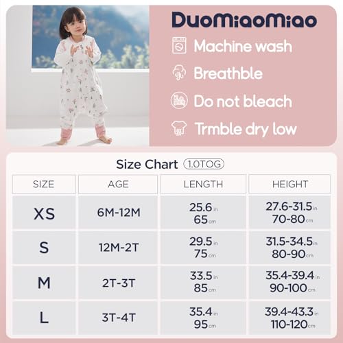 Image of Duomiaomiao 2 Pack 1.0 TOG Toddler Sleep Sack 6-12 Months 100% Cotton Lightweight Baby Sleep Bag with Feet, Breathable Comfy Toddler Wearable Blanket