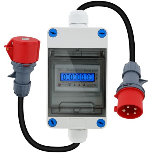 Medidor de Corriente Digital Móvil, 230V 16A Medidor de Consumo de Energía Digital con LED y Reinicio (CEE Sezione 32A)