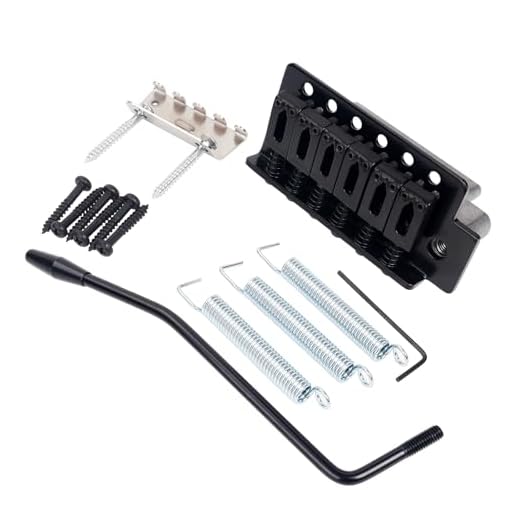 Banworks Sistema de puente de trémolo de 6 cuerdas, espacio para cuerdas de 52,5 mm, silletas modernas, brazo de trémolo M6 y bloque de zinc para estilo Strat, ST y Squier JT/CYXT-01, color negro