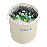 Collapsible Ice Bucket for Drinks, White Party Cooler with Insulated Lining & Carry Handles, Portable Folding Champagne Wine Beer Bucket for Indoor Outdoor Event