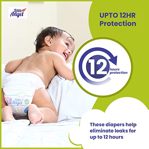 Image of Little Angel Extra Dry Baby Pants Diaper, Medium (M) Size, 80 Count, Super Absorbent Core Up to 12 Hrs Protection & Wetness Indicator, Upto 5-11kg (40 count /pack, Pack of 6)