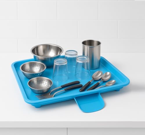 Image of SmartSlide Plastic Tray (12X17 Inch) for Dish Drainer Basket Dish Rack Drip Tray /Water Collector for Utensil Rack