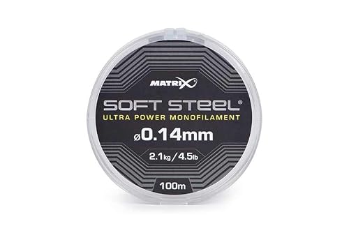 Matrix Soft Steel Ultra Power Monofilament 0.14mm 4.5lb 100m, Commercial Carp Fishing Line, High Knot Strength, Strong, Supple, Ideal for Pole Rigs and Feeder Hooklengths, Code GML044.