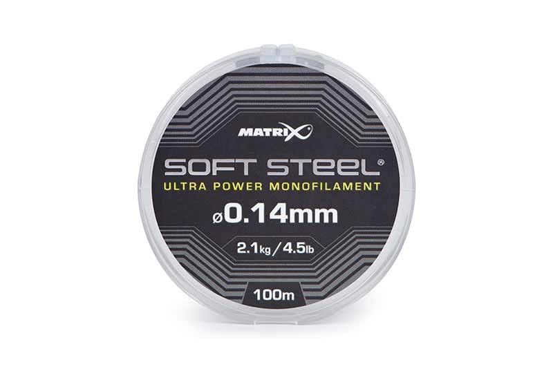 Matrix Soft Steel Ultra Power Monofilament 0.14mm 4.5lb 100m, Commercial Carp Fishing Line, High Knot Strength, Strong, Supple, Ideal for Pole Rigs and Feeder Hooklengths, Code GML044.