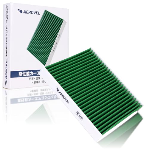 AEROVEL 高性能カーエアコンフィルター 4層 活性炭 抗菌 花粉&PM2.5対策 (A1-1009, 1枚入り) トヨタ/レクサス/スバル/ダイハツ車用 アルファード アクア プリウス など多車種に適合