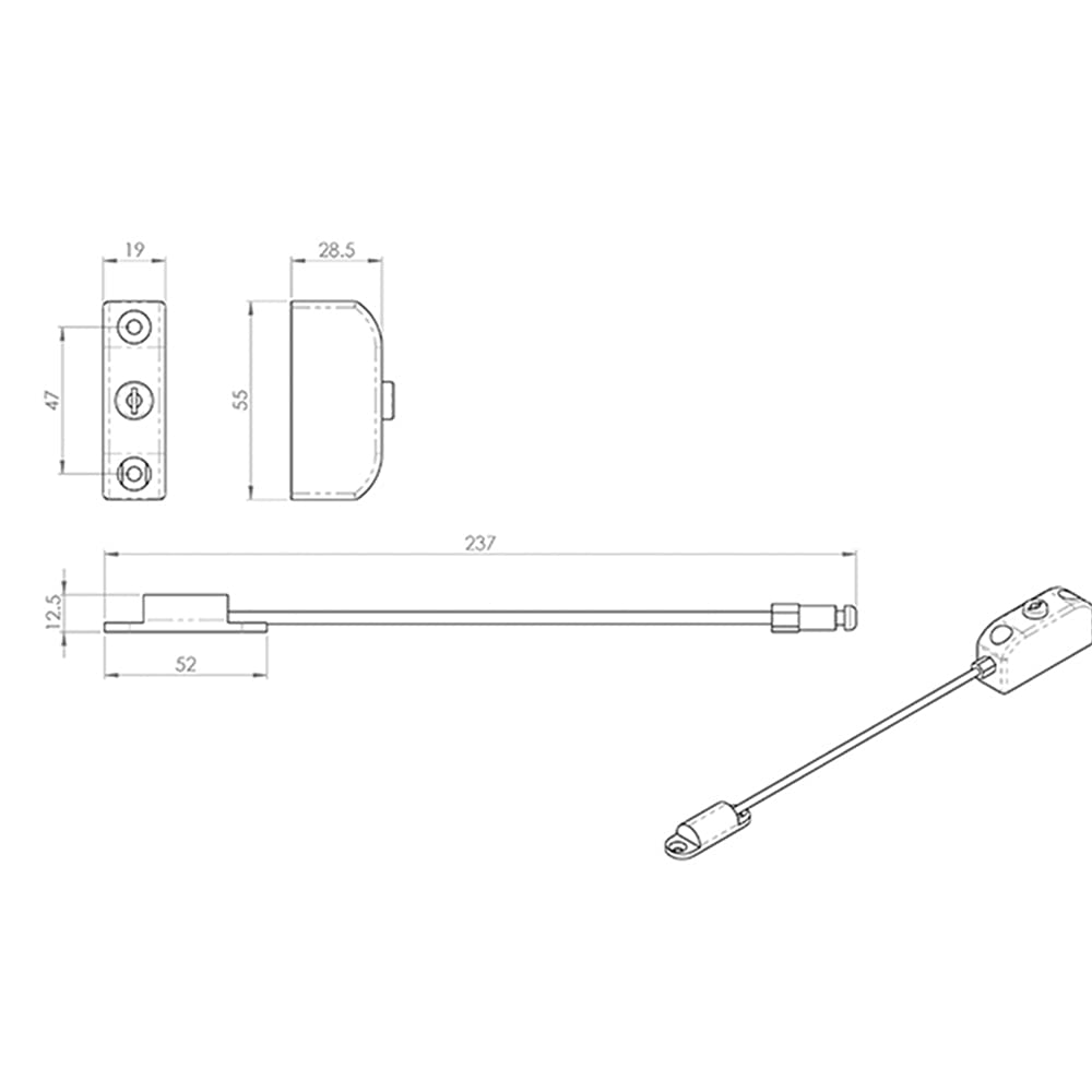 Entrebâilleur de porte et fenêtre verrouillable – Clés incluses – 215 mm – PVC blanc
