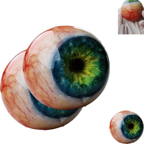Felmnkoi Hyper-Realistic Monster Eye Decor Scary Realistic Eyeball Ornament Horror Mesmerizing Piece Deep Green Iris & Red Veins Eerie Illusion Unique Gothic Gift(2PCS)
