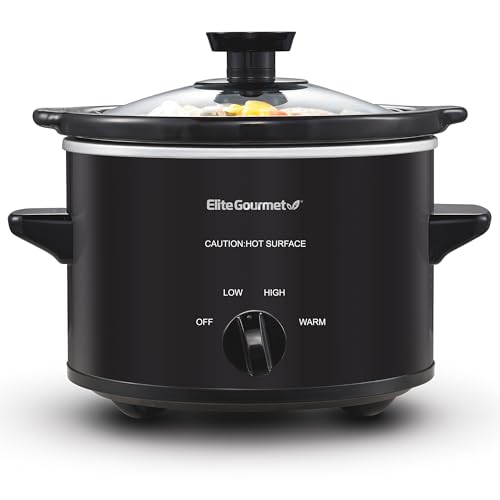 Elite Gourmet MST-250XB Electric Slow Cooker Ceramic Pot, with Adjustable Temp, Entrees, Sauces,...