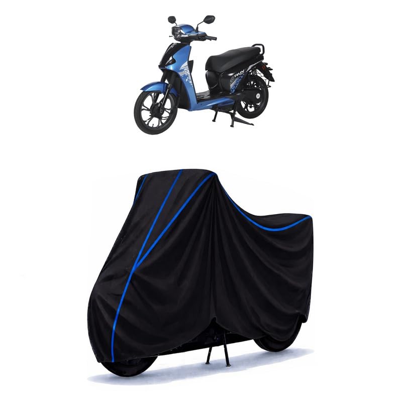 Image of Scooty Cover Water Resistant for RUV 350 Max | Universal Scooter & Bike Cover | Heavy Duty UV Dust, Rain & Scratch Protection | Elastic Fit All Weather Indoor Outdoor | Black with Blue Piping