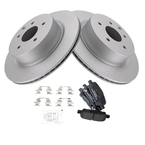 Image of TRQ Rear Brake Pad and Rotor Set Ceramic Coated Compatible with 2005-2008 Infiniti G35 2006-2009 M35 M45 2007-2009 Nissan 350Z 2009-2017 370Z 2010-2012 EX35 2011-2012 G25 2011-2013 G37 2014-2017 QX50