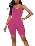 Amiliashp Women's Spaghetti Strap Tank Top Short Jumpsuit Rompers Bodysuit One Piece Catsuit (Rose...