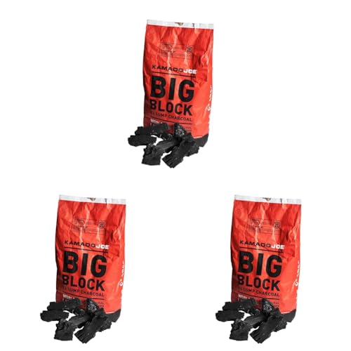 Kamado Joe Charbon de Bois Naturel réutilisable pour Barbecue, Fumage et grillade. Longue durée de Vie jusqu'à 18 Heures, 9,1 kg, Noir (Lot de 3)